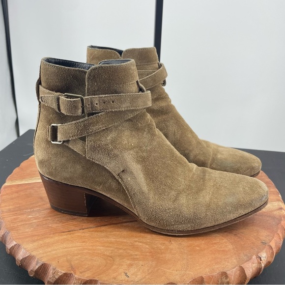Saint Laurent Shoes - Saint Laurent Paris Jodhpur Ankle buckle Boots beige brown suede sz 36.5 6.5